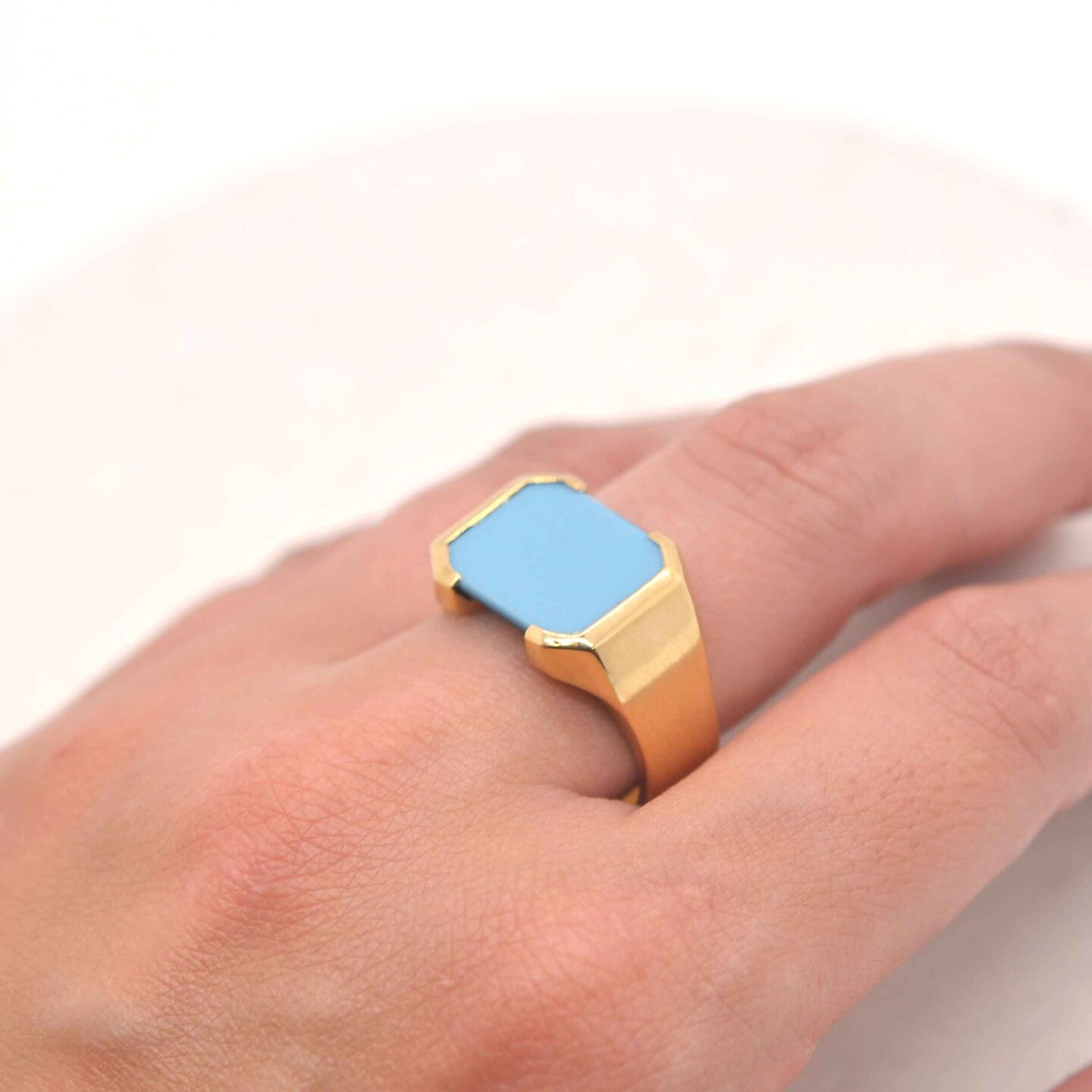 Brede ring met layered blue stone - Afbeelding 4